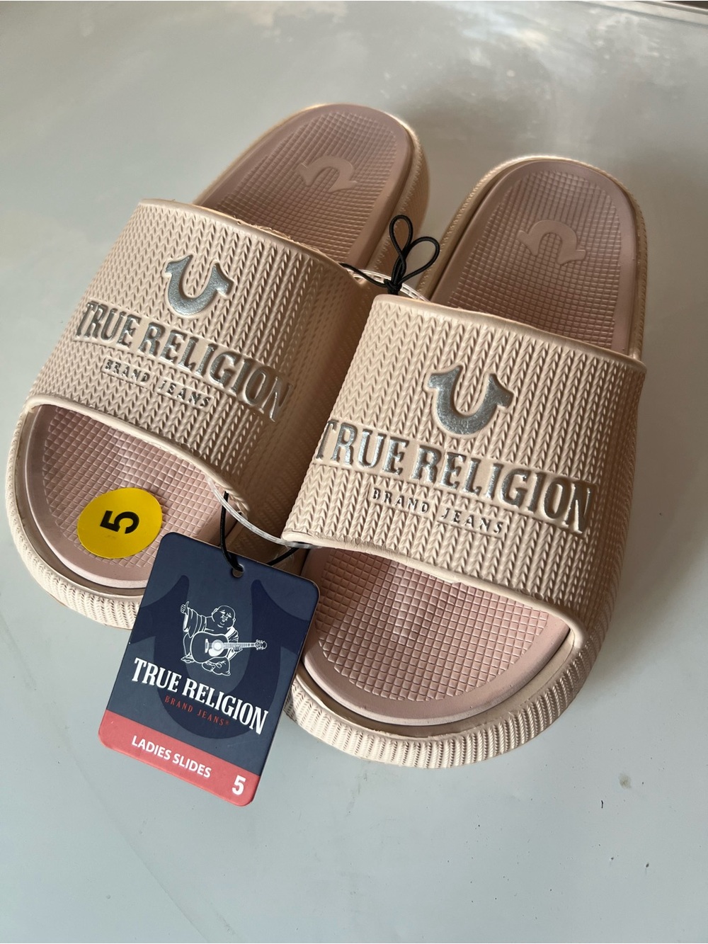 True Religion Women's Slide Sandals in Nude Pink